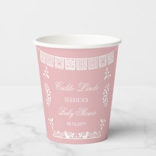 Cielito Lindo Talavera Mexican Girl Baby Shower Paper Cups