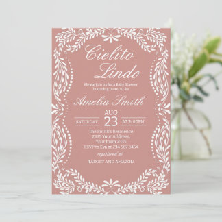 Cielito Lindo Talavera Mexican Pink Baby Shower Invitation