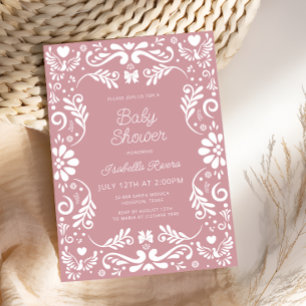 Cielito Lindo Talavera Mexican Pink Baby Shower Invitation