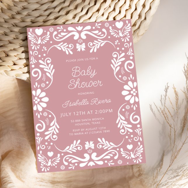 Cielito Lindo Talavera Mexican Pink Baby Shower  Invitation (Creator Uploaded)
