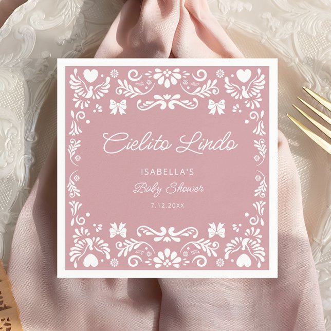 Cielito Lindo Talavera Mexican Pink Baby Shower Napkin (Creator Uploaded)