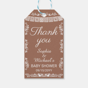 Cielito Lindo Terracotta Papel Picado Baby Shower Gift Tags