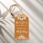 Cielito lindo terracotta talavera 60th birthday gift tags<br><div class="desc">Cielito lindo terracotta Mexican 60th birthday party favour gift tags,  white and brown birthday party personalised favour tags,  talavera birthday party thank you favour tags,   Mexican 60th birthday custom favour tags papel picado favour tags fiesta Mexicana birthday favour gift tags</div>