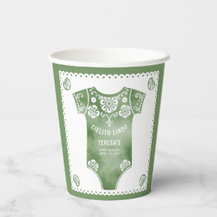 Cielito Lindosage green baby bodysuit baby shower Paper Cups