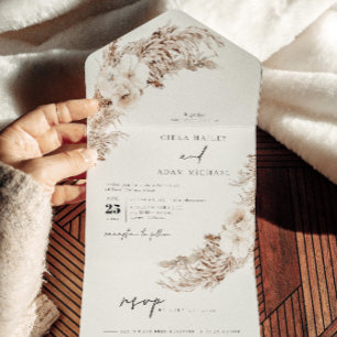 CIERA Bohehmian Fall Pampas Grass Wedding All In One Invitation
