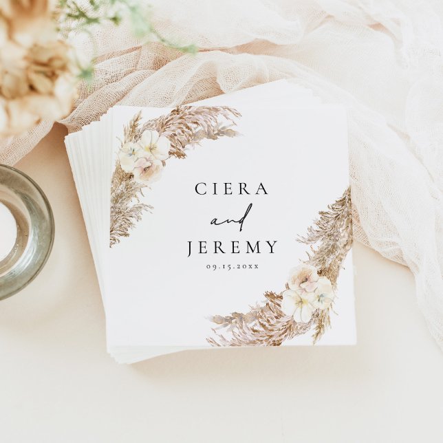 CIERA Bohemian Dry Floral Pampas Wedding Napkin (Creator Uploaded)