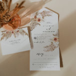 CIERA Bohemian Terracotta Pampas Grass Wedding All In One Invitation<br><div class="desc">This all in one wedding invitation features bohemian dry pampas grass with autumn terracotta florals and a handwritten script font. This invitation is perfect for the no-fuss couple that wants to send just one item out to their guests. No envelopes needed! A great addition to a bohemian fall or earth...</div>