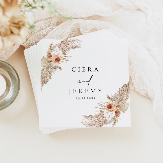 CIERA Bohemian Terracotta Pampas Wedding Napkin (Creator Uploaded)