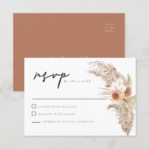 CIERA Boho Terracotta Floral Pampas RSVP Card