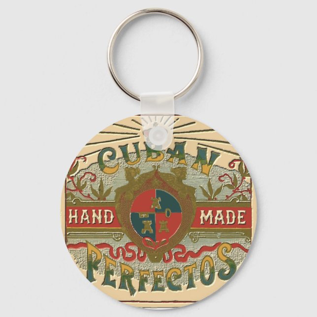 Cigar Ad for Cuban Perfectos Tobacco Label Key Ring (Front)