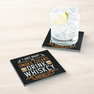 Cigar and Whiskey Quote Coaster