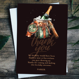 Cigar and Whisky Men's Birthday Personalised Thank You Card