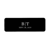 Cigar Band Black and White Monogram WeddingLabel