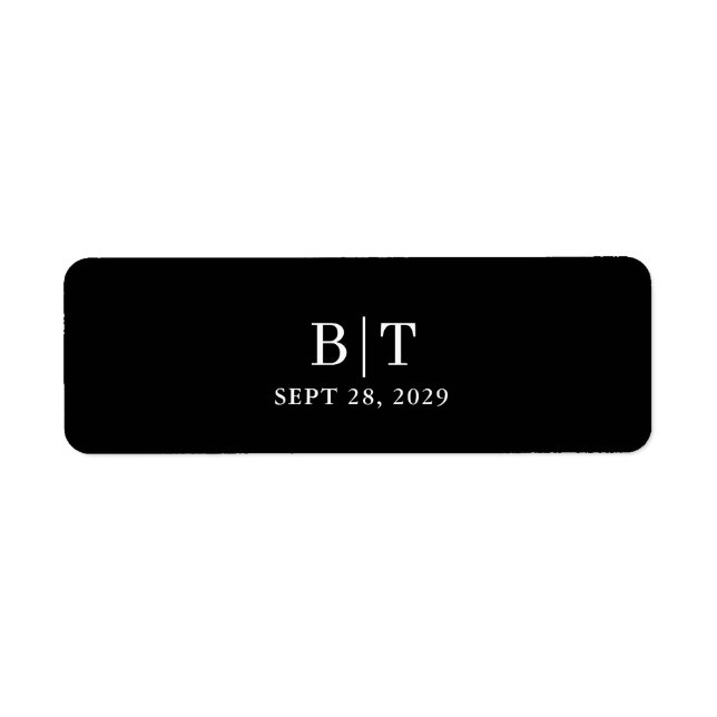 Cigar Band Black and White Monogram WeddingLabel (Front)