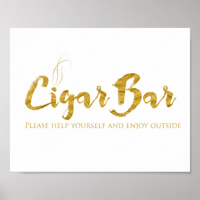 Cigar Bar Sign - Faux Gold Foil Shimmer (Front)