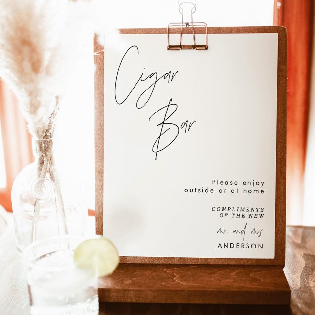 Cigar Bar Sign, Modern Minimalist Wedding Poster (Creator Uploaded)