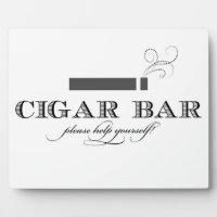 Cigar Bar Sign Table Easel - White and Black