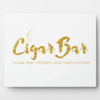 Cigar Bar Sign Table Easel - White and Gold