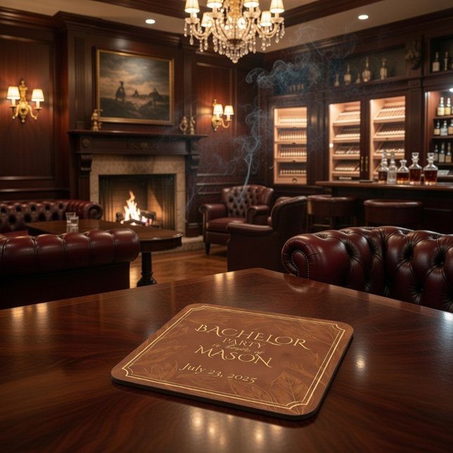 Cigar Bar Theme Bachelor Party Coaster (Creator Uploaded)