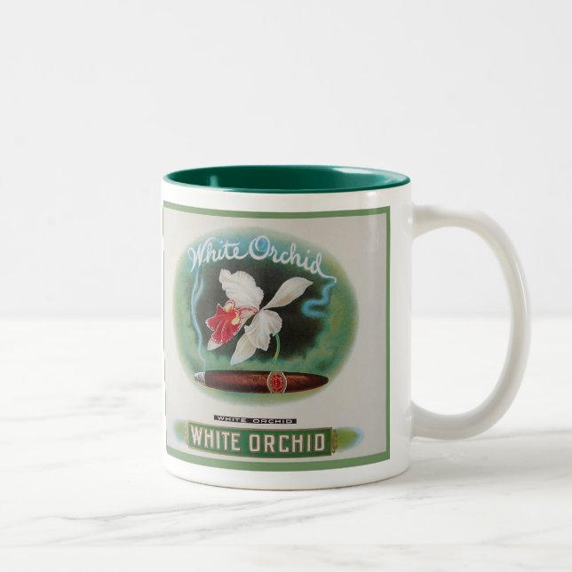 Cigar Label Vintage Two-Tone Coffee Mug (Right)
