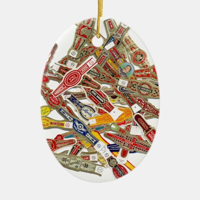 Cigar Ring Wrappers Ceramic Tree Decoration (Front)