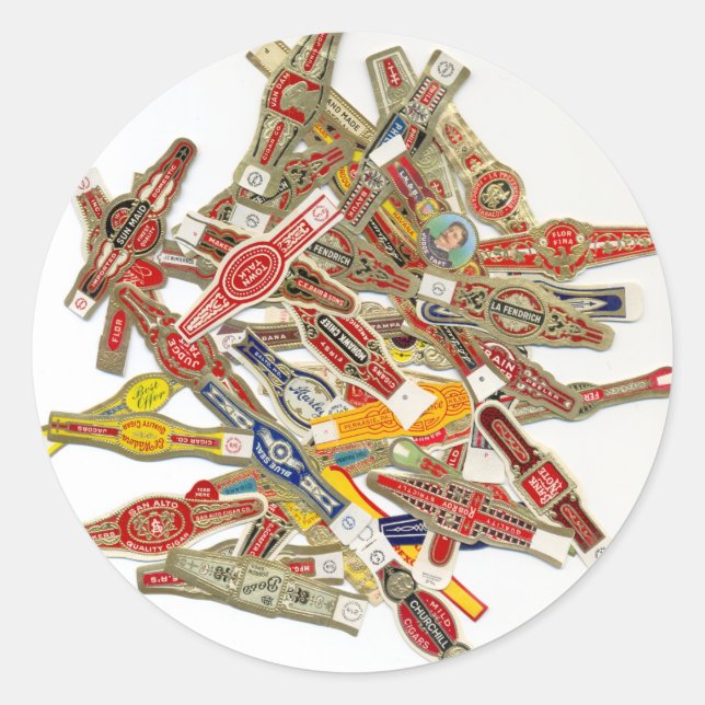 Cigar Ring Wrappers Classic Round Sticker (Front)