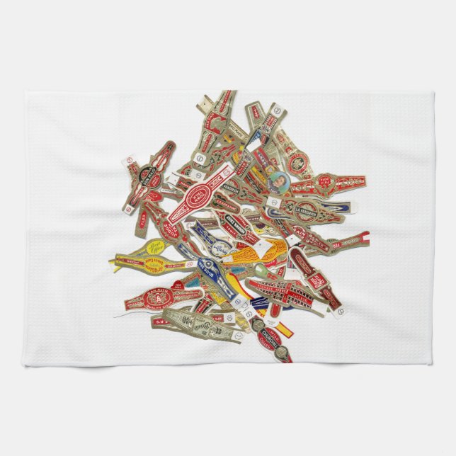 Cigar Ring Wrappers Tea Towel (Horizontal)
