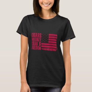 Cigar Smoker Aficionado Cigar  Whisky Steak Freedo T-Shirt