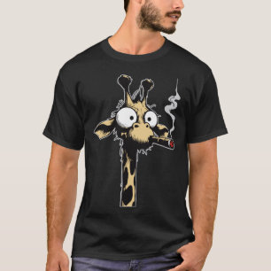 Cigar smoking giraffe funny animal T-Shirt