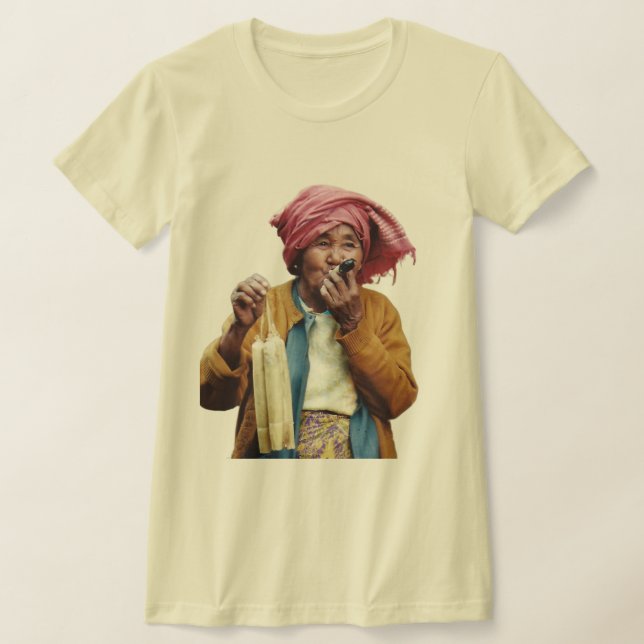 Cigar Smoking Granny T-Shirt (Laydown)