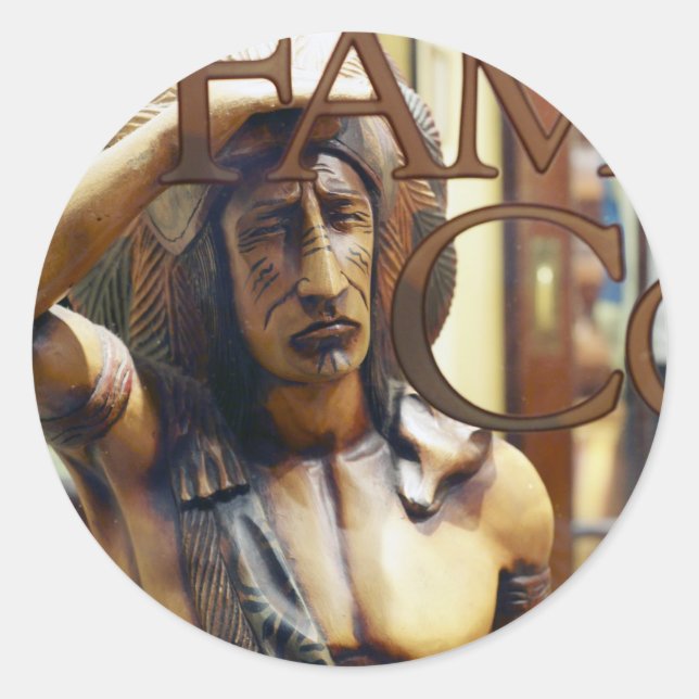 Cigar Store Indian Classic Round Sticker (Front)