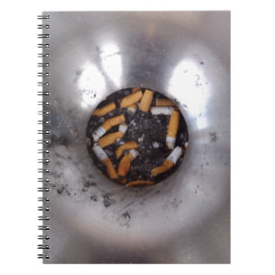 Cigarette Butts in Silver Smokers Ashtray, Funny Spiral Notebook