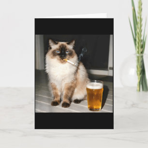 Cigarette Cat Funny Ragdoll Cat Smoking Kitten Bee Card