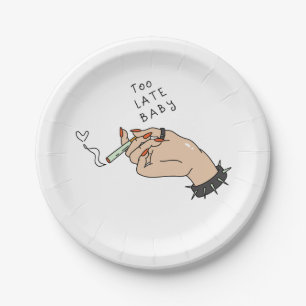 Cigarette in Hand Anti-Valentine Paper Plate