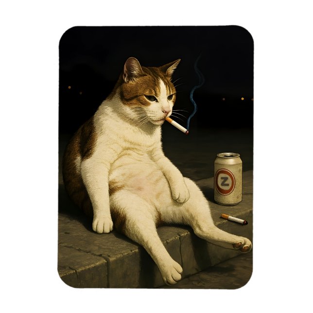 Cigarette Kitten Funny Smoking Cat Gen Z Meme Magnet (Vertical)