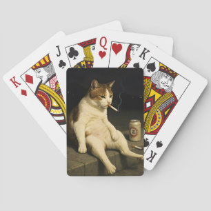 Cigarette Kitten Funny Smoking Cat Gen Z Meme Playing Cards