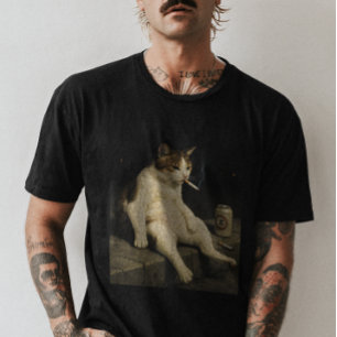 Cigarette Kitten Funny Smoking Cat Gen Z Meme T-Shirt