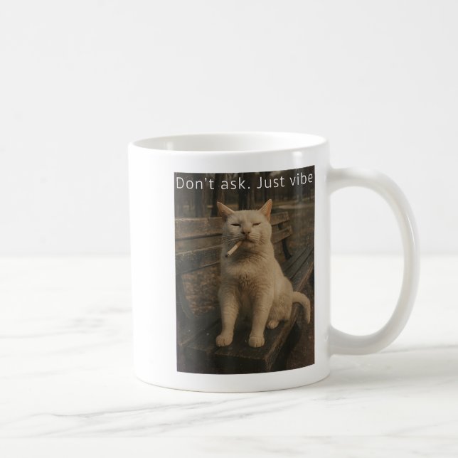 Cigarette Kitten Funny Smoking Cat Meme Stud Brain Coffee Mug (Right)