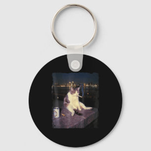 Cigarette Kitten Funny Smoking Cat Meme Stud Brain Key Ring