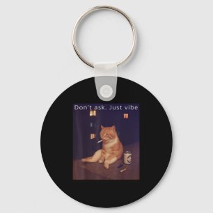 Cigarette Kitten Funny Smoking Cat Meme Stud Brain Key Ring