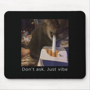Cigarette Kitten Funny Smoking Cat Meme Stud Brain Mouse Pad