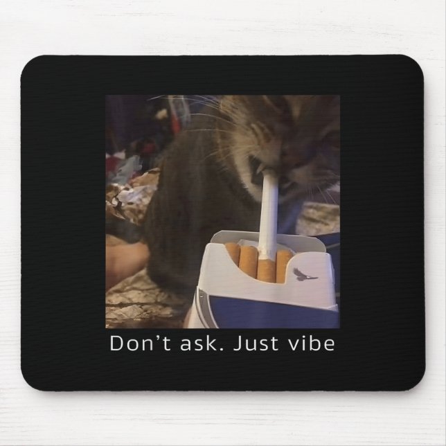 Cigarette Kitten Funny Smoking Cat Meme Stud Brain Mouse Pad (Front)