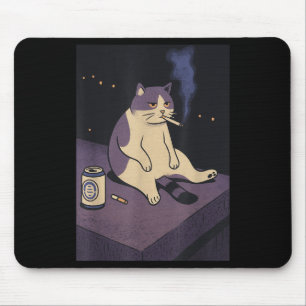 Cigarette Kitten Funny Smoking Cat Meme Stud Brain Mouse Pad