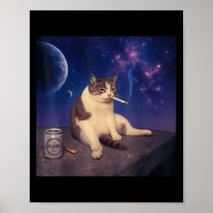 Cigarette Kitten Funny Smoking Cat Meme Stud Brain Poster
