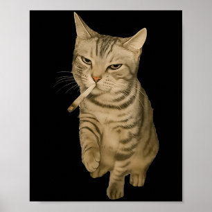 Cigarette Kitten Funny Smoking Cat Meme Stud Brain Poster