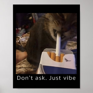 Cigarette Kitten Funny Smoking Cat Meme Stud Brain Poster