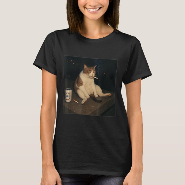 Cigarette Kitten Funny Smoking Cat Meme Stud  T-Shirt (Front)