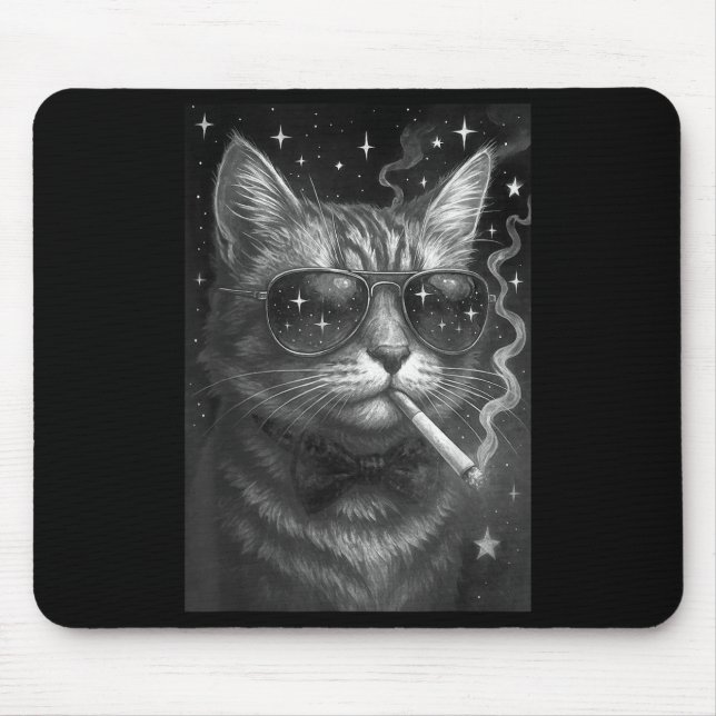 Cigarette Kitten Funny Smoking Cat Meme Stupid Bra Mouse Pad (Front)