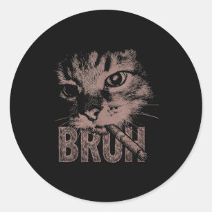 Cigarette kitten funny smoking cat meme stupid classic round sticker