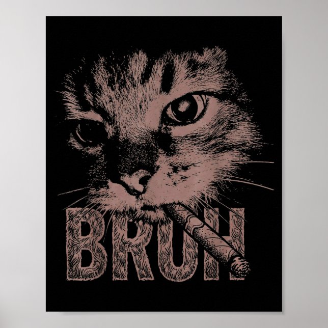 Cigarette kitten funny smoking cat meme stupid poster (Front)